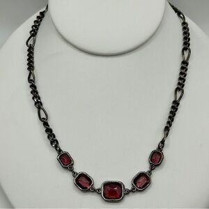 18” Gunmetal & Purple Stone Necklace